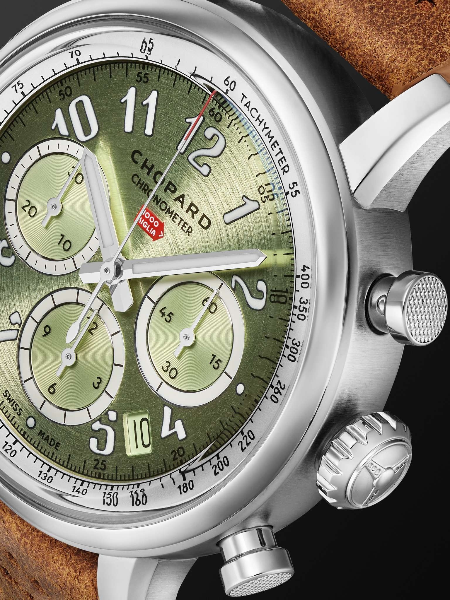 Mille Miglia Classic Automatic Chronograph 40.5mm Stainless Steel and Leather Watch, Ref. No. 168619 - 6