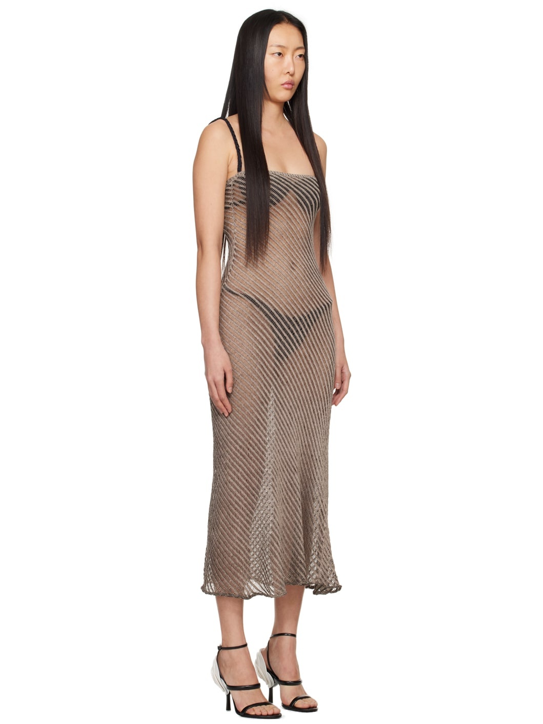 SSENSE Exclusive Beige Moire Maxi Dress - 2