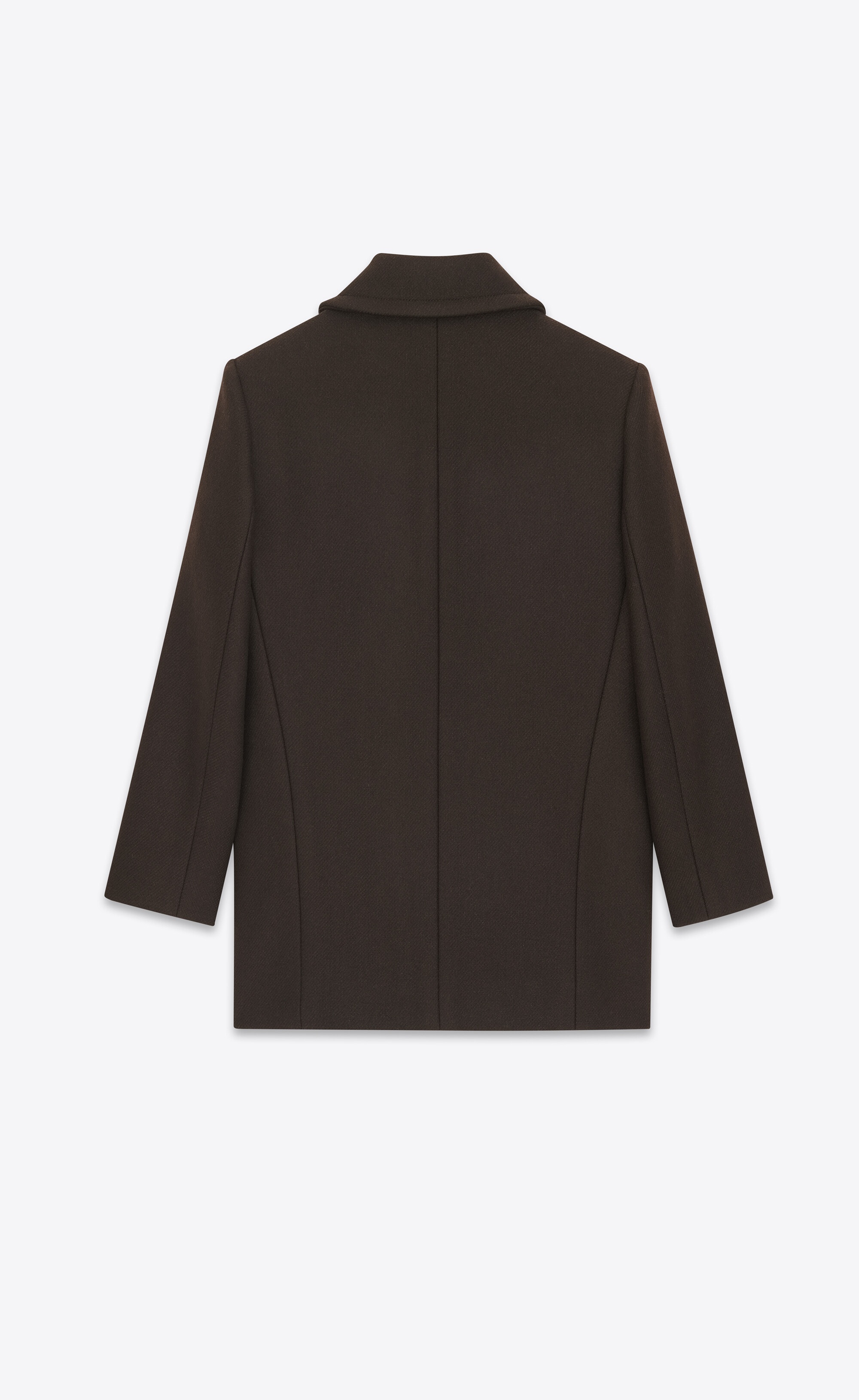 SAINT LAURENT double breasted peacoat in wool gabardine REVERSIBLE