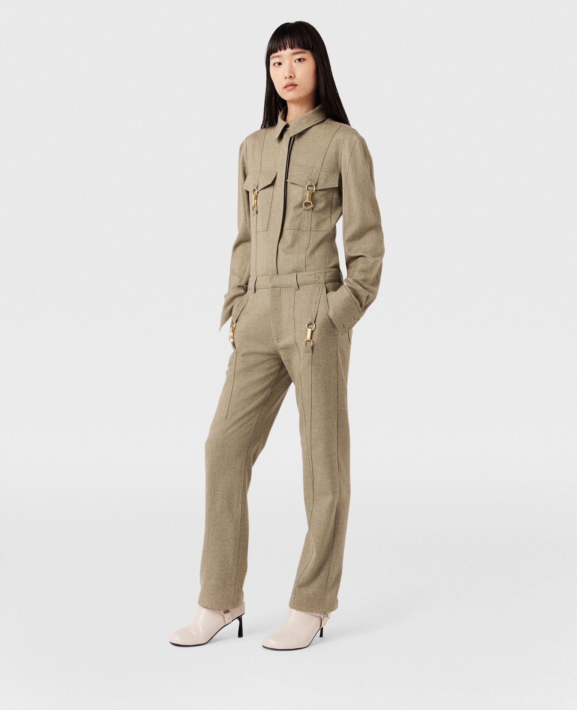 Clasp-Embellished Mid-Rise Wool Pants - 5