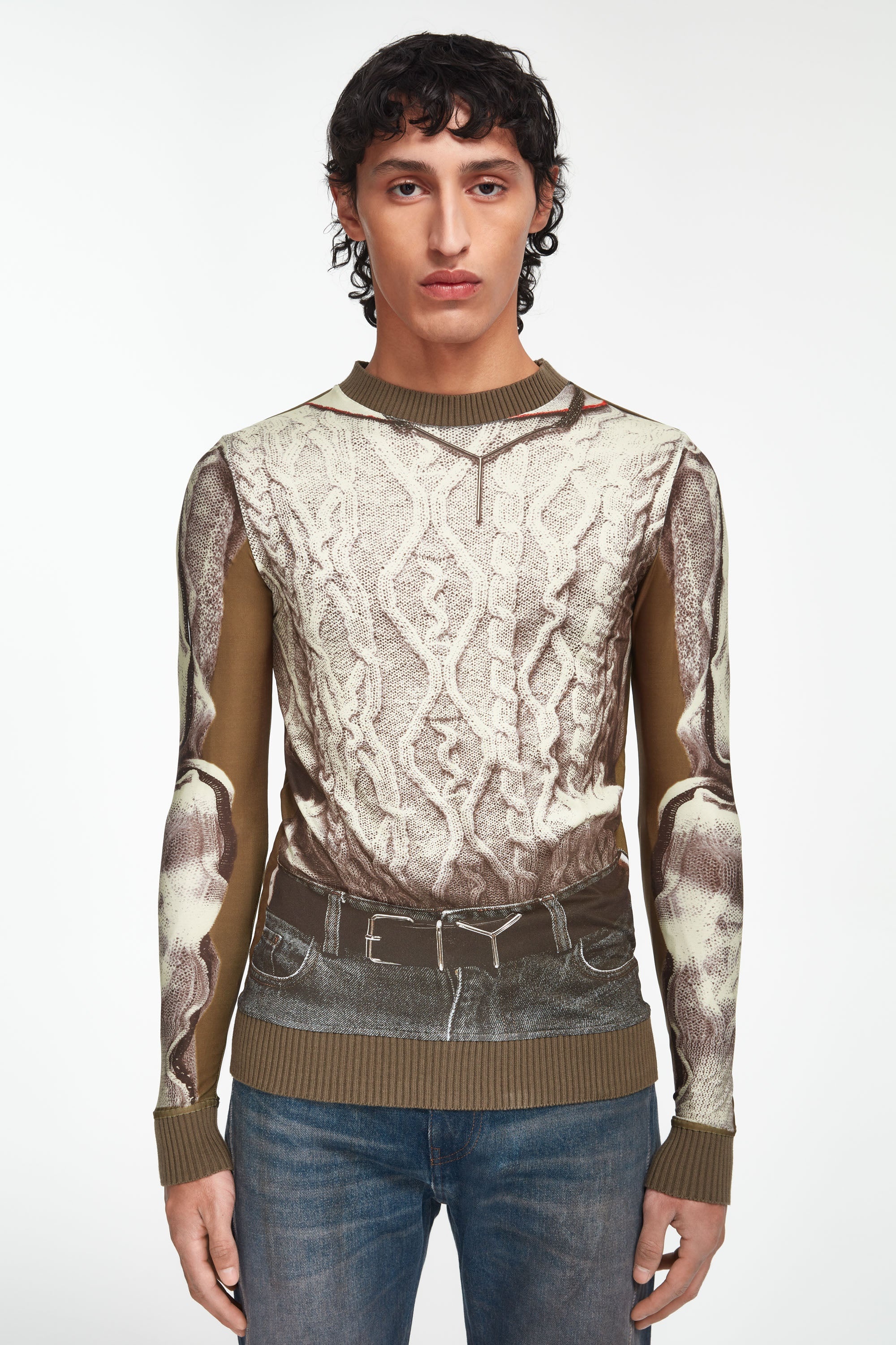 Trompe L'oeil Cable Knit Top - 3