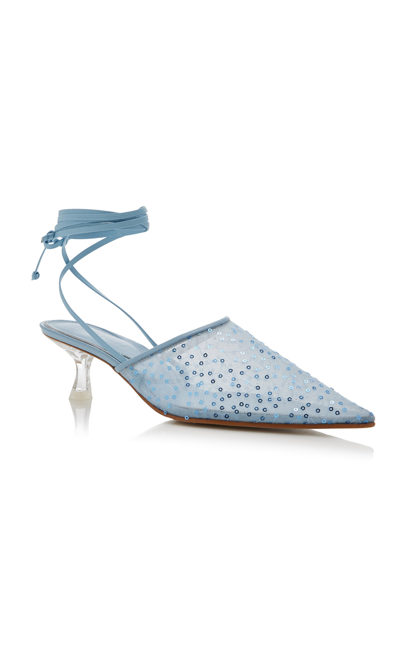 Exclusive Bit Convertible Sequined-Mesh Mules blue - 4