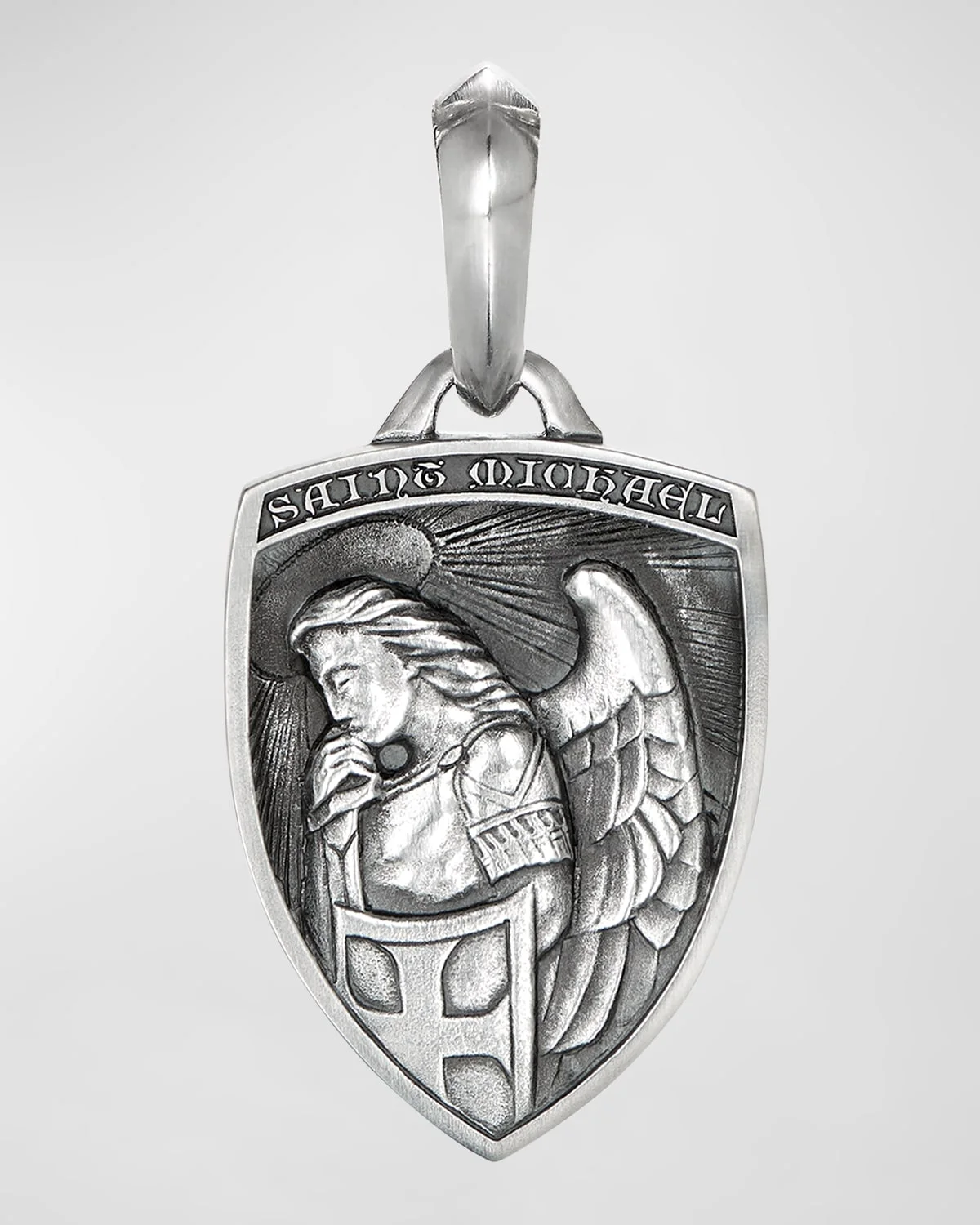Men's St. Michael Pendant in Silver, 26mm - 1
