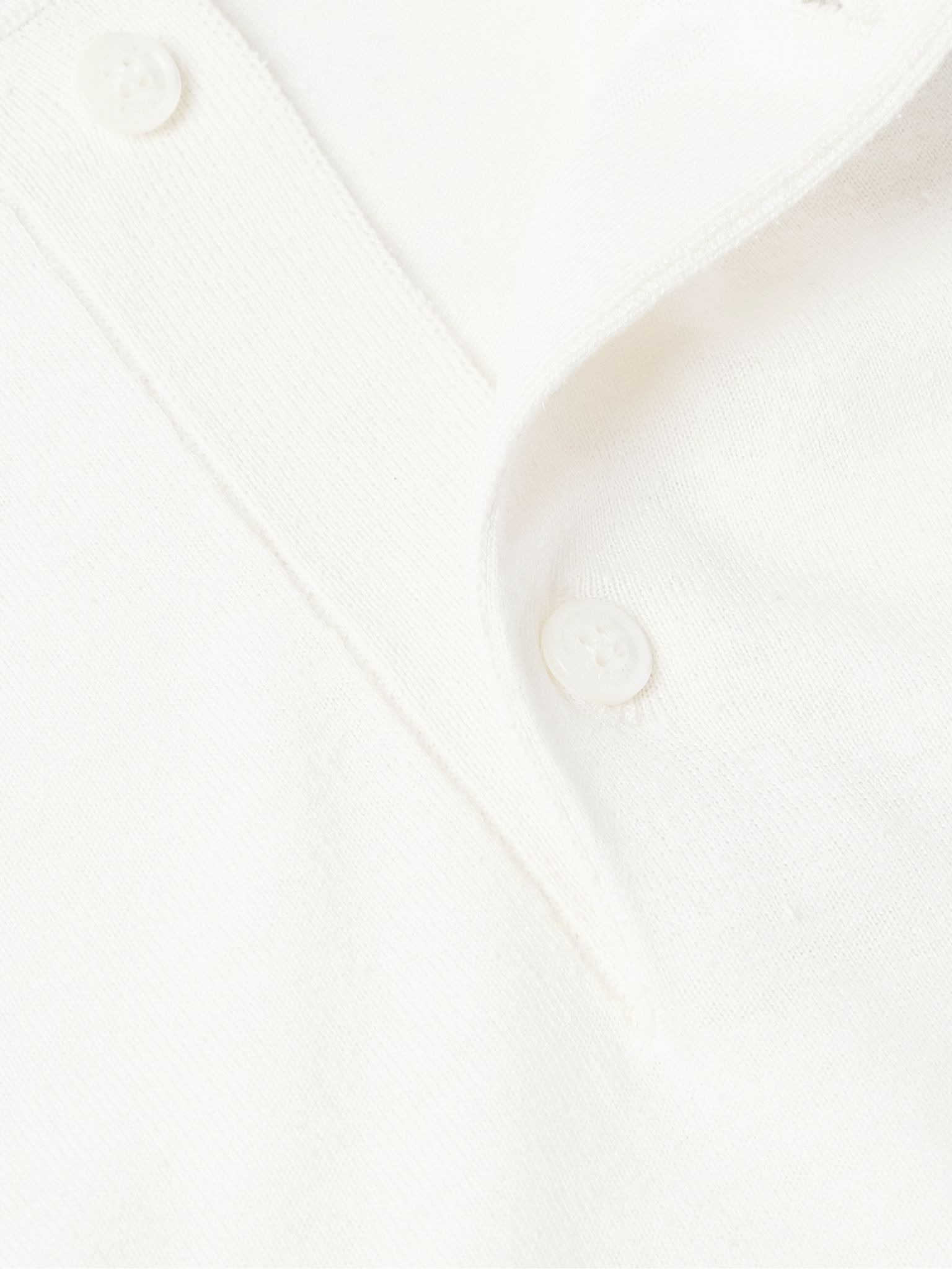 Logo-Appliquéd Silk and Linen-Blend Polo Shirt White - 5
