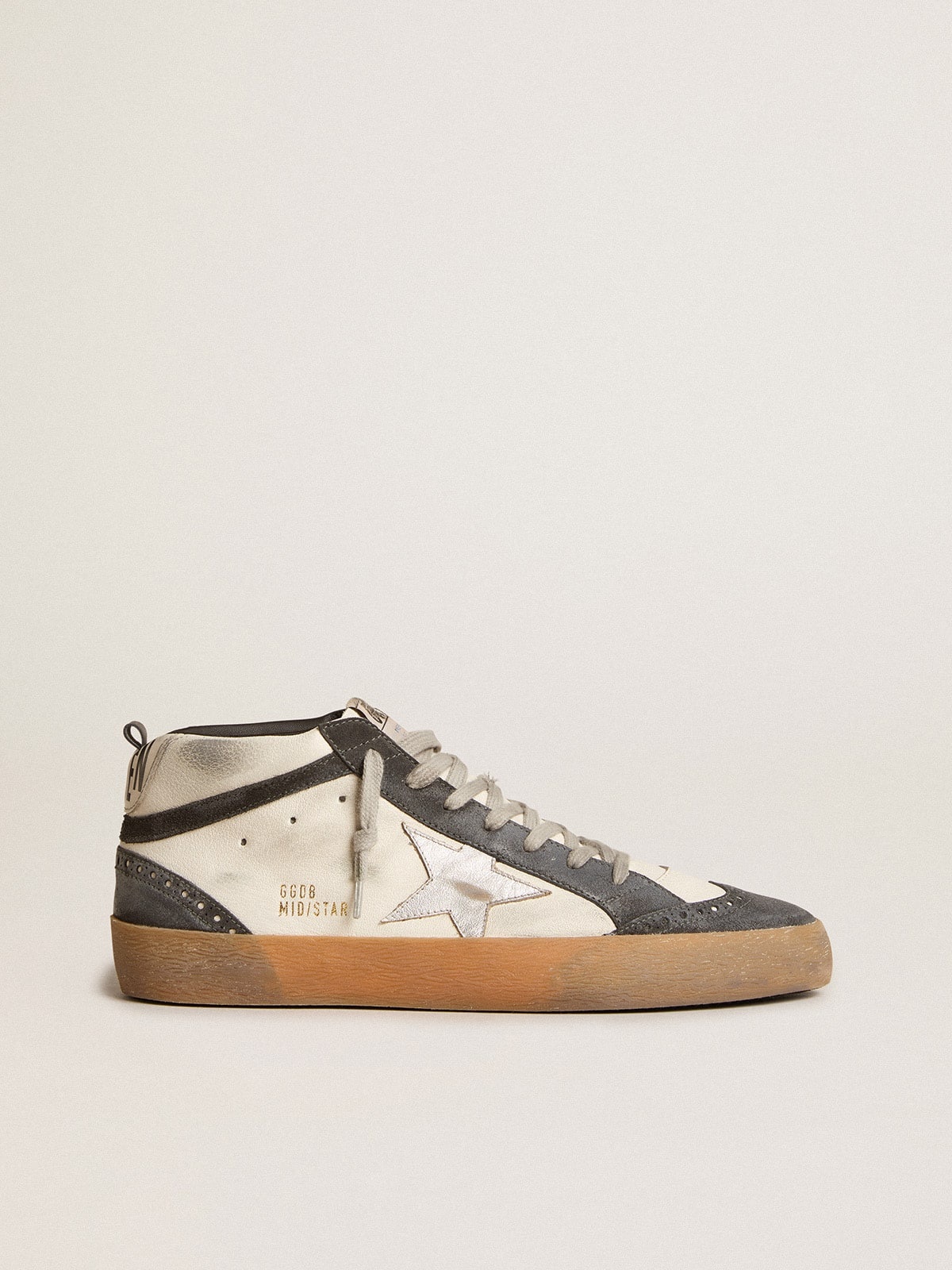 Mid Star in nappa leather with silver leather star and black suede flash - 1