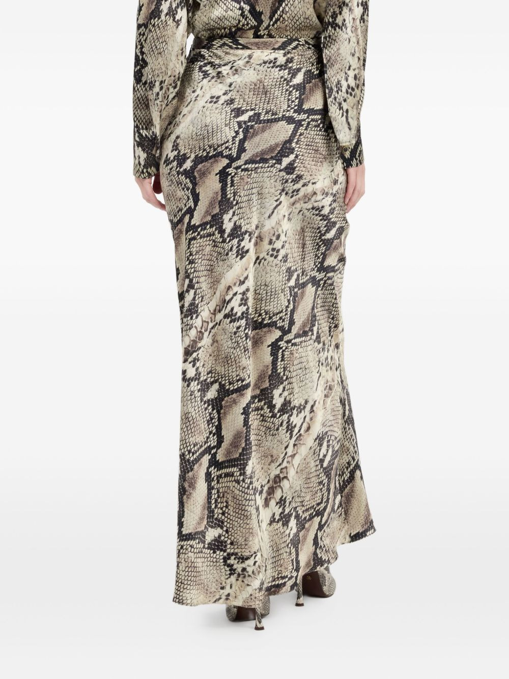 snakeskin-print silk skirt - 4