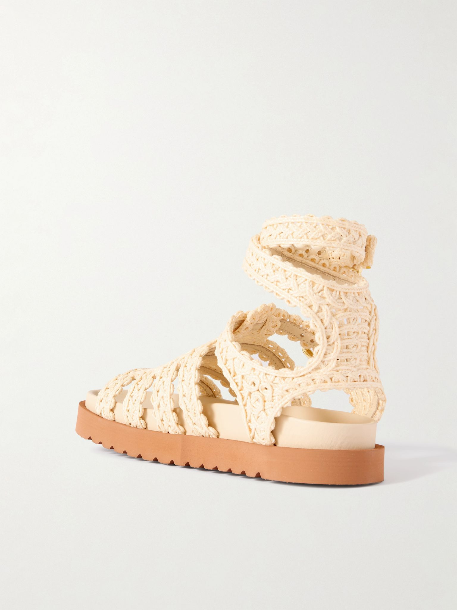 Gleam buckle-embellished raffia sandals Off-white - 3