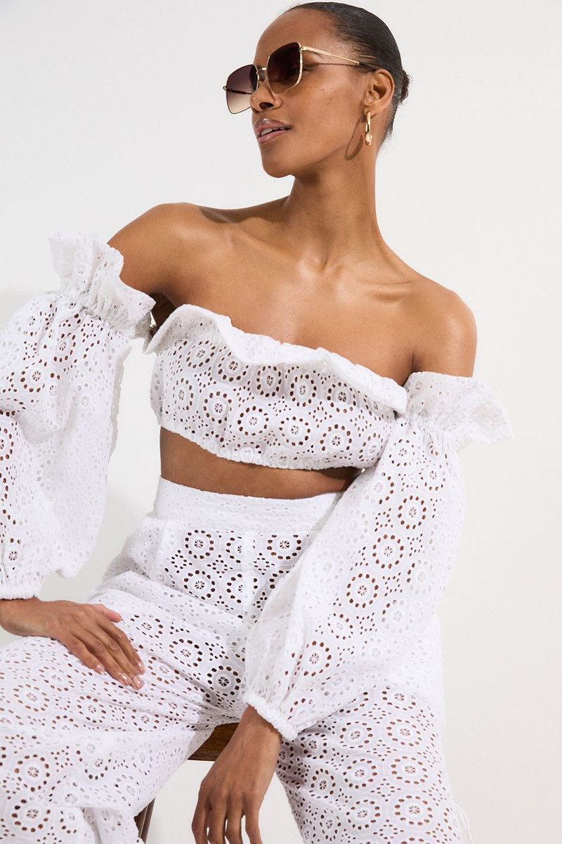 KAREN MILLEN Beach Woven Bardot Beach Top outlook