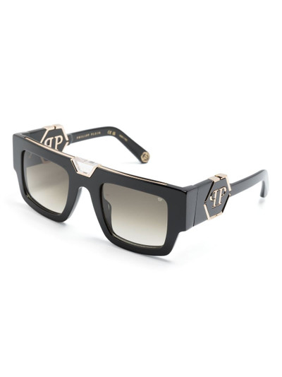 PHILIPP PLEIN logo-lettering rectangle-frame sunglasses outlook
