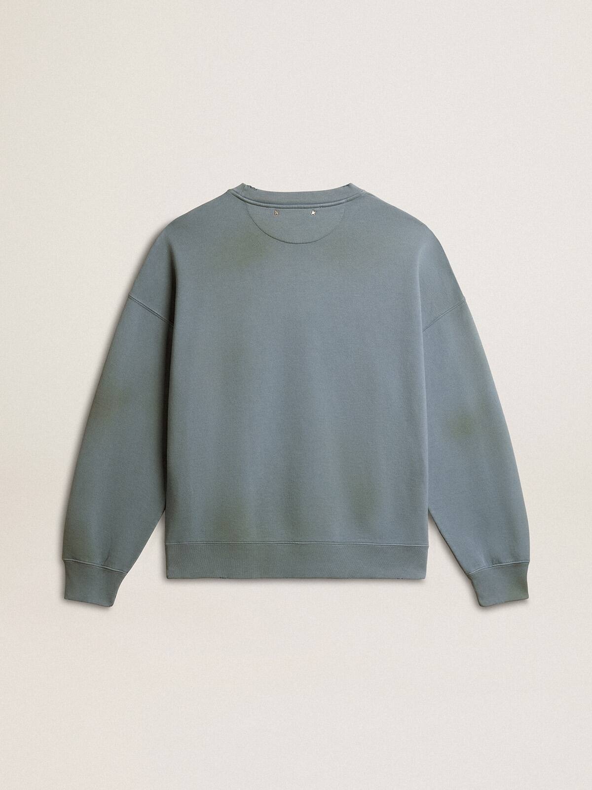 Oversized sweatshirt in baby blue with distressed finish - 6