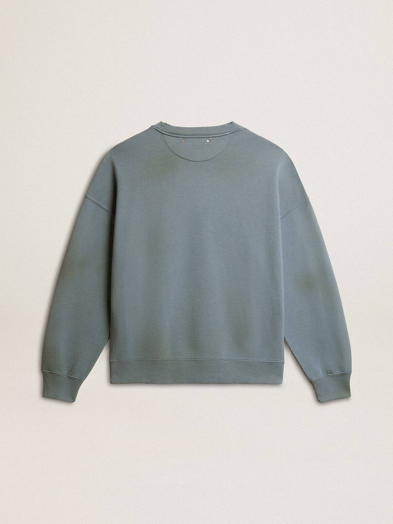 Oversized sweatshirt in baby blue with distressed finish 6