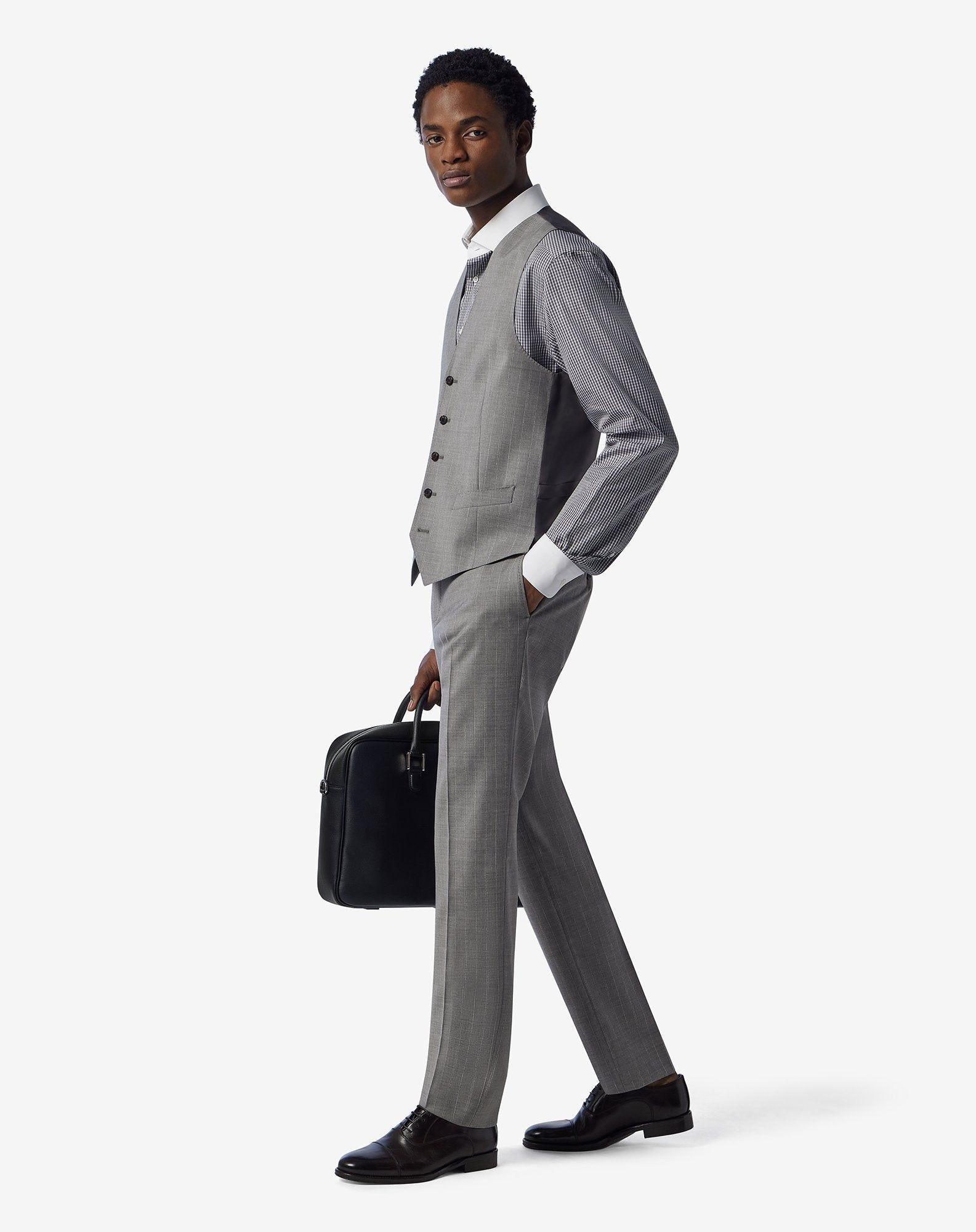 Cotton shirt with black/white checks - 2