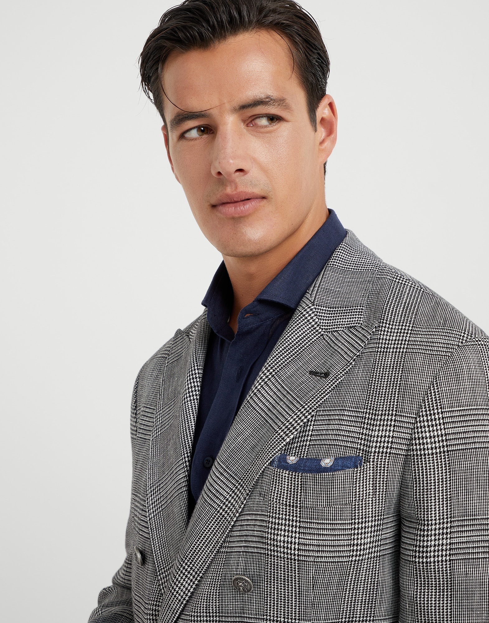 Brunello Cucinelli Cotton and linen Prince of Wales one-and