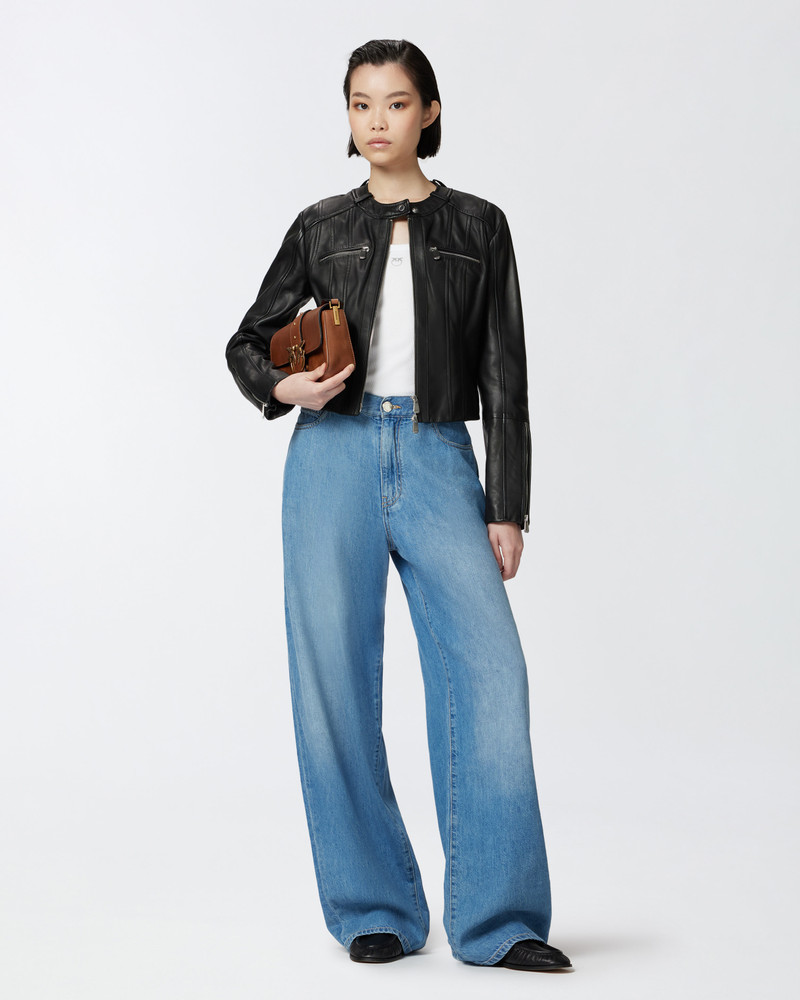 PINKO MEDIUM-LIGHT DENIM PALAZZO JEANS outlook