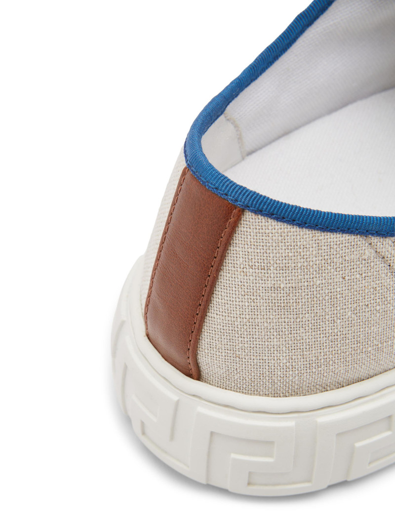 Men's Canvas Low-Top Sneakers - Beige Red Blue Palladium 6