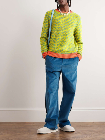 The Elder Statesman Brick Jacquard-Knit Cashmere Sweater outlook