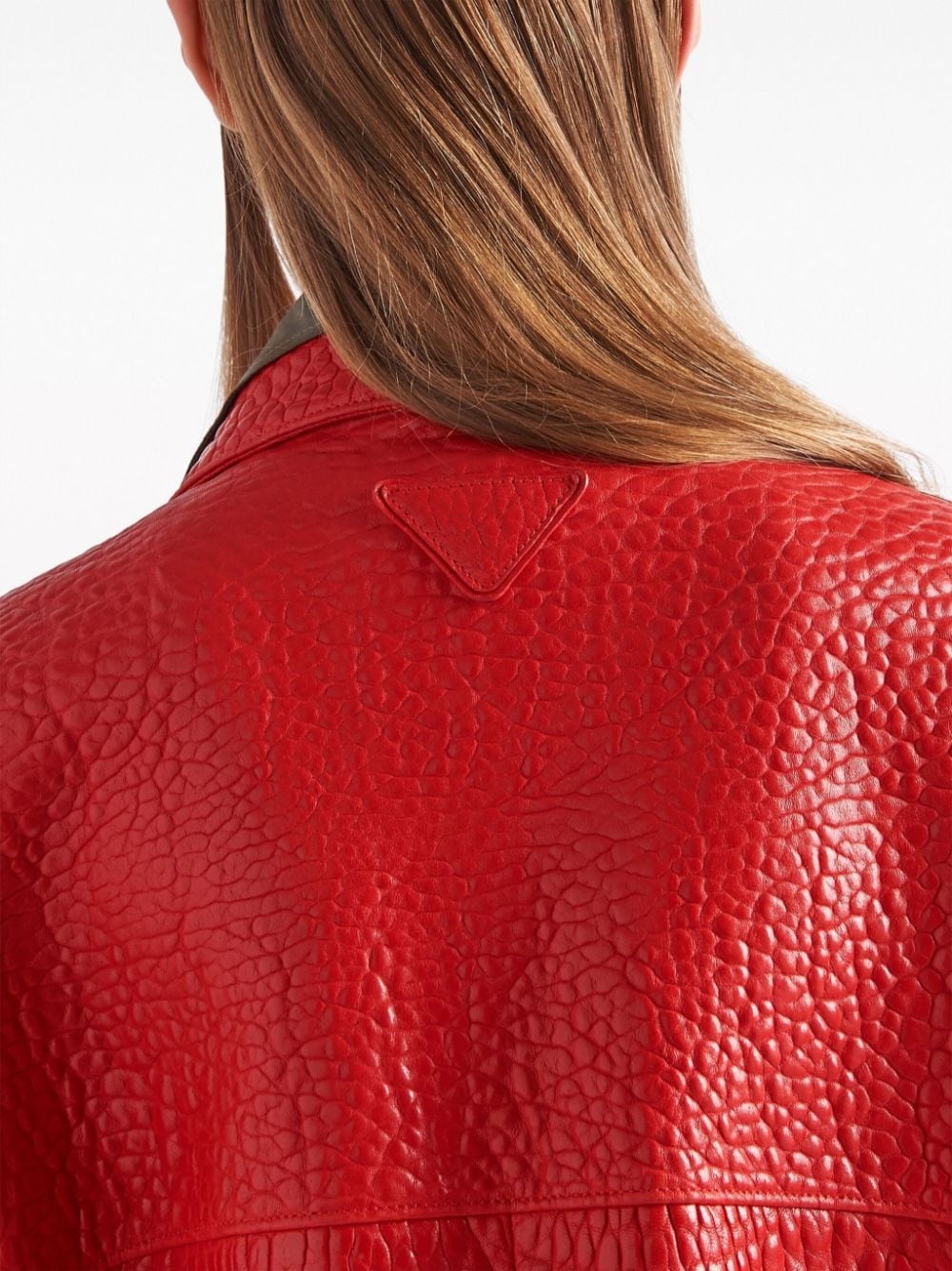 layered-collar leather blazer - 6