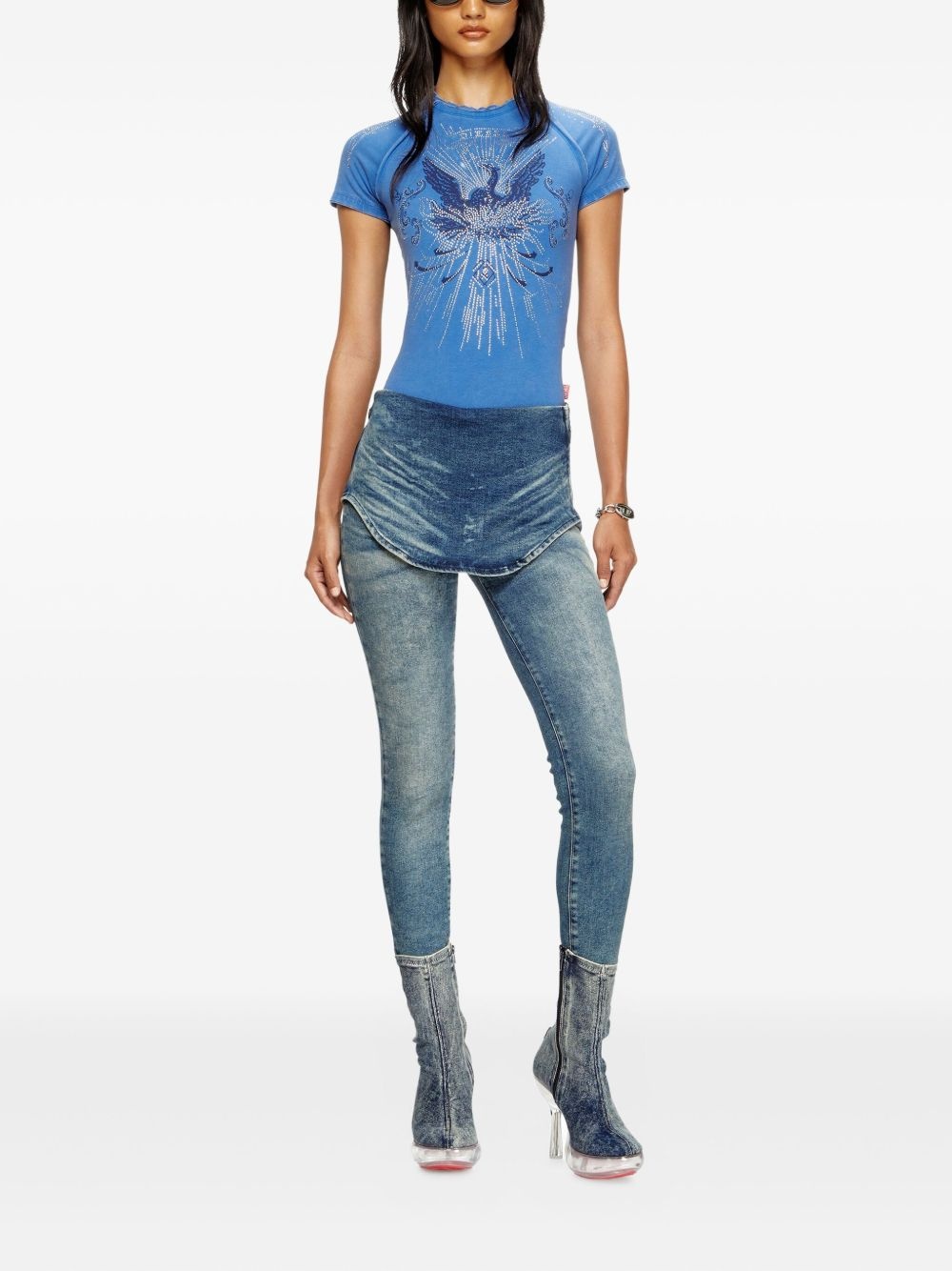 rhinestone-embellished raglan-sleeve T-shirt - 2