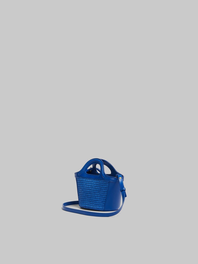 TROPICALIA MICRO BAG IN BLUE LEATHER AND RAFFIA-EFFECT FABRIC - 3