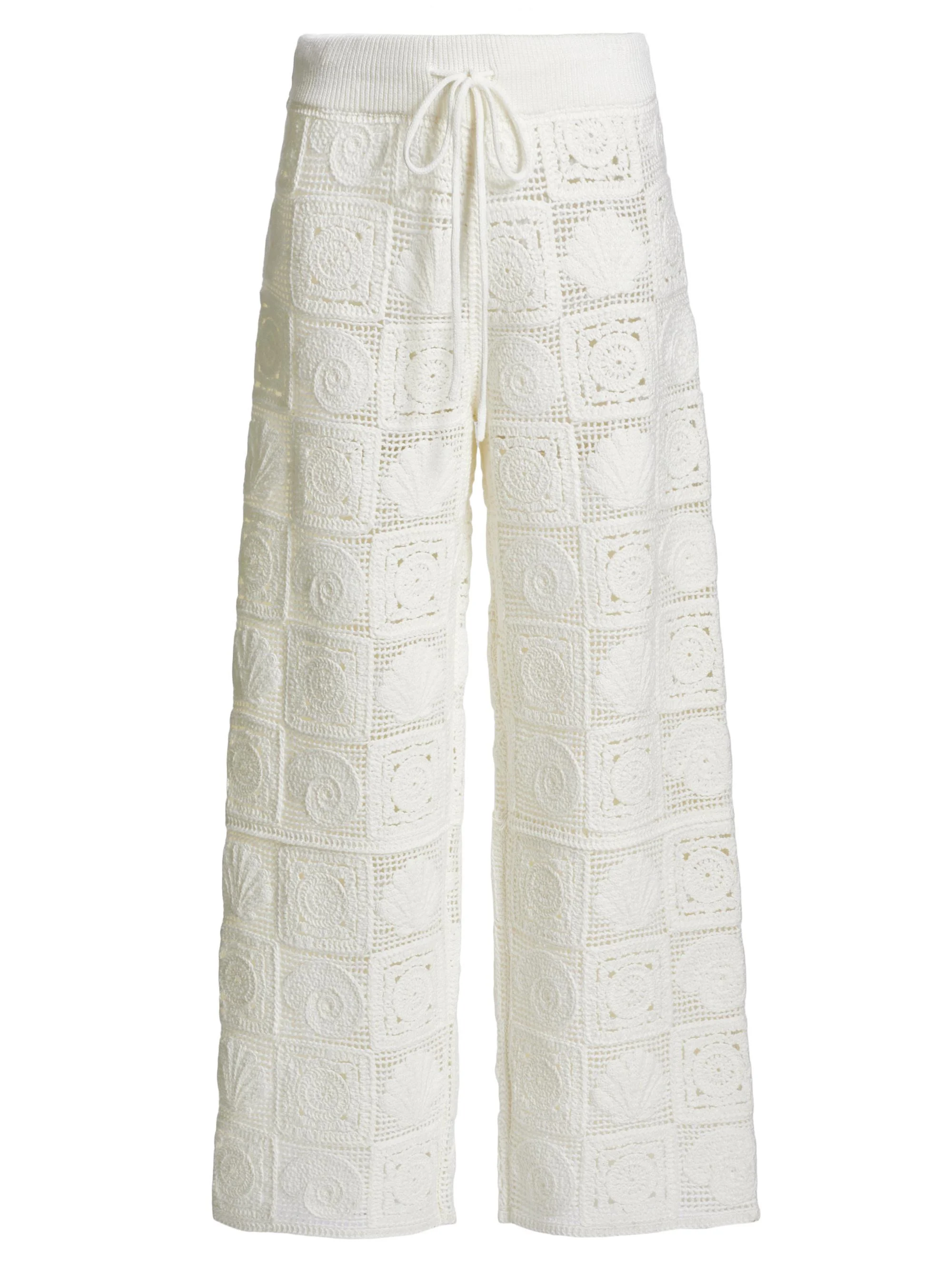 Women's Maja Crochet Cotton-Blend Pants - White Sea Shell Crochet - 1