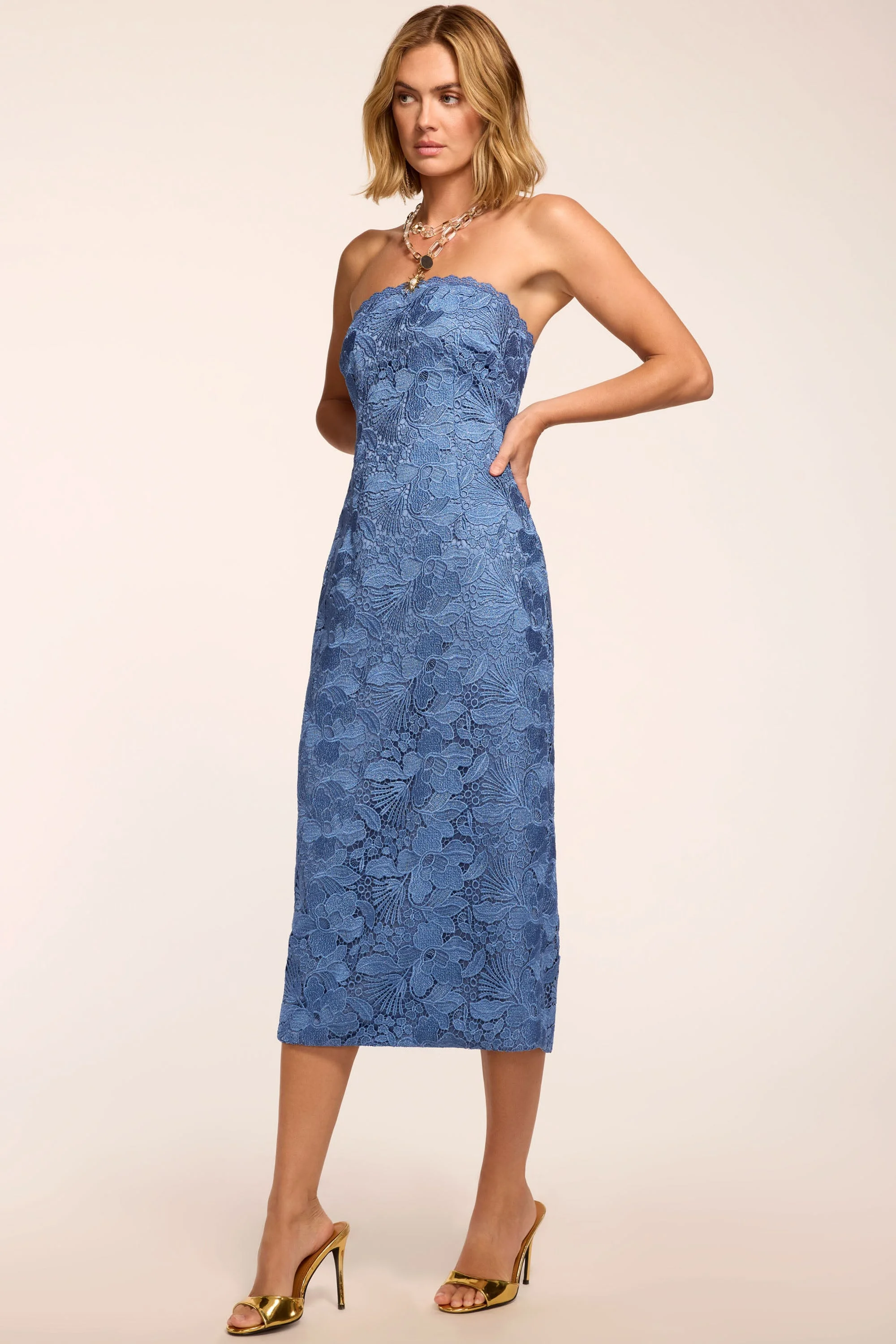 Tessa Lace Strapless Midi Dress - 1