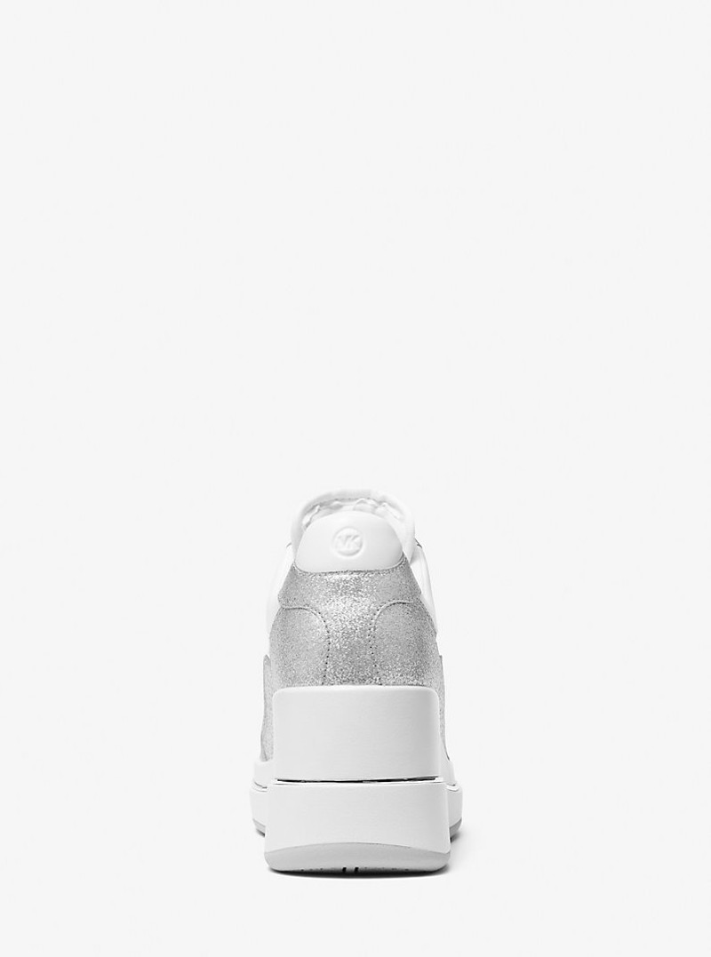 Emmy Glitter Embellished Leather Wedge Trainer 4