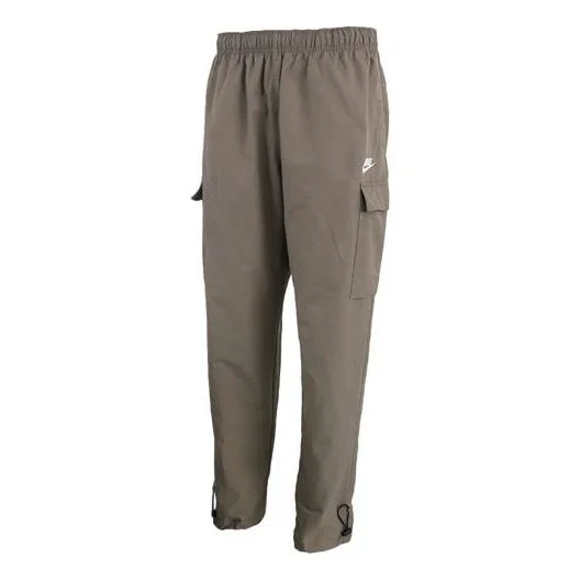 Nike Sportswear Logo Small Label Embroidered Woven Cargo Long Pants Olive Grey Gray CU4326-081 - 1