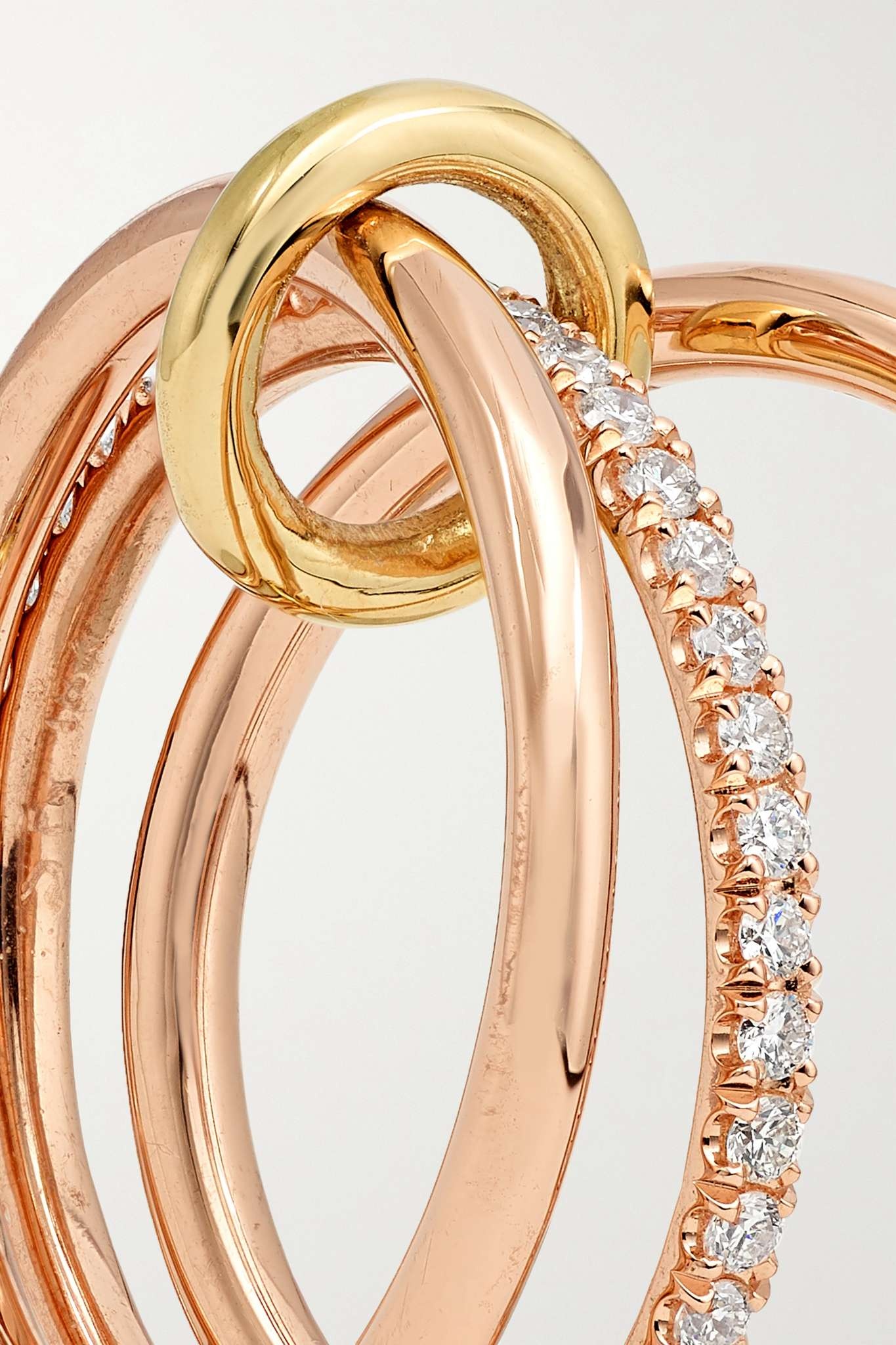 Sonny set of three 18-karat yellow and rose gold and diamond rings - 4