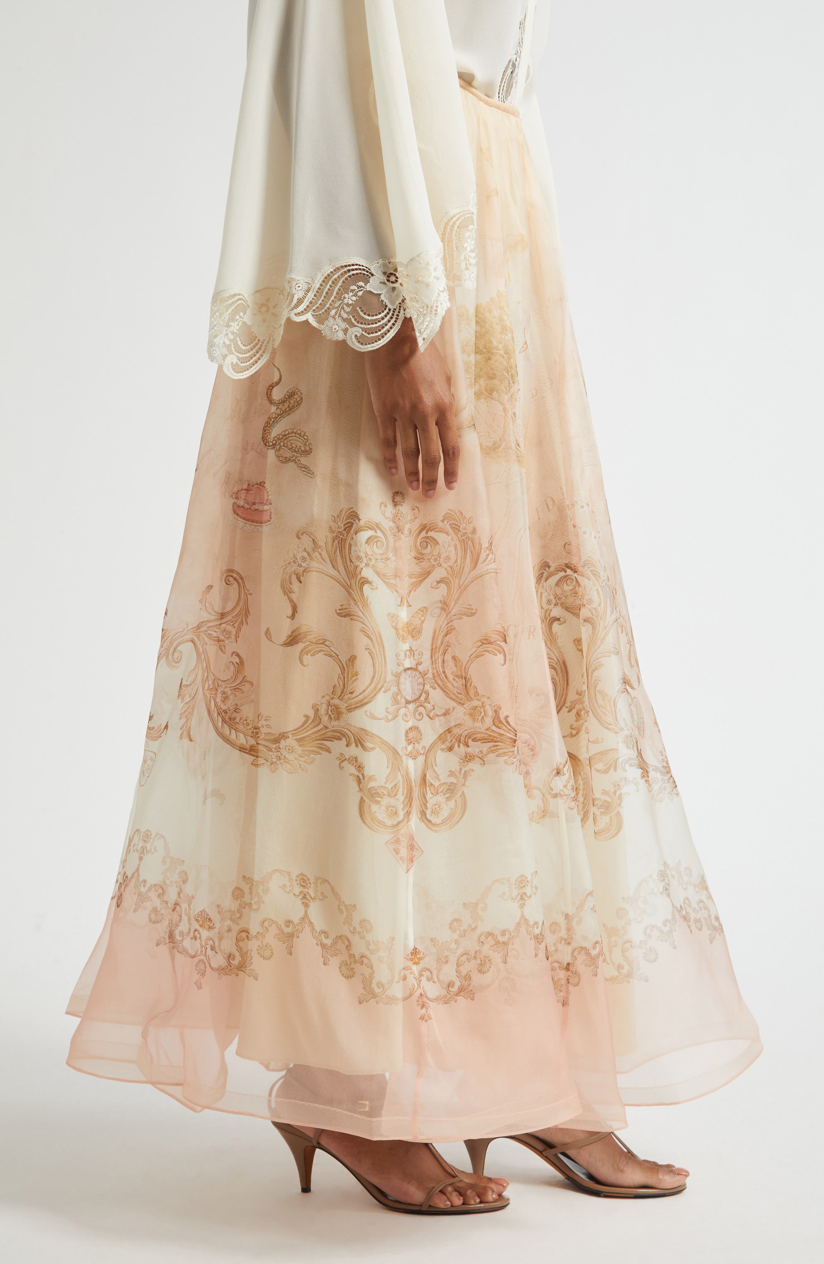 Zimmermann Hypnotic Silk Organza A-Line Skirt in Map Print at Nordstrom - 3
