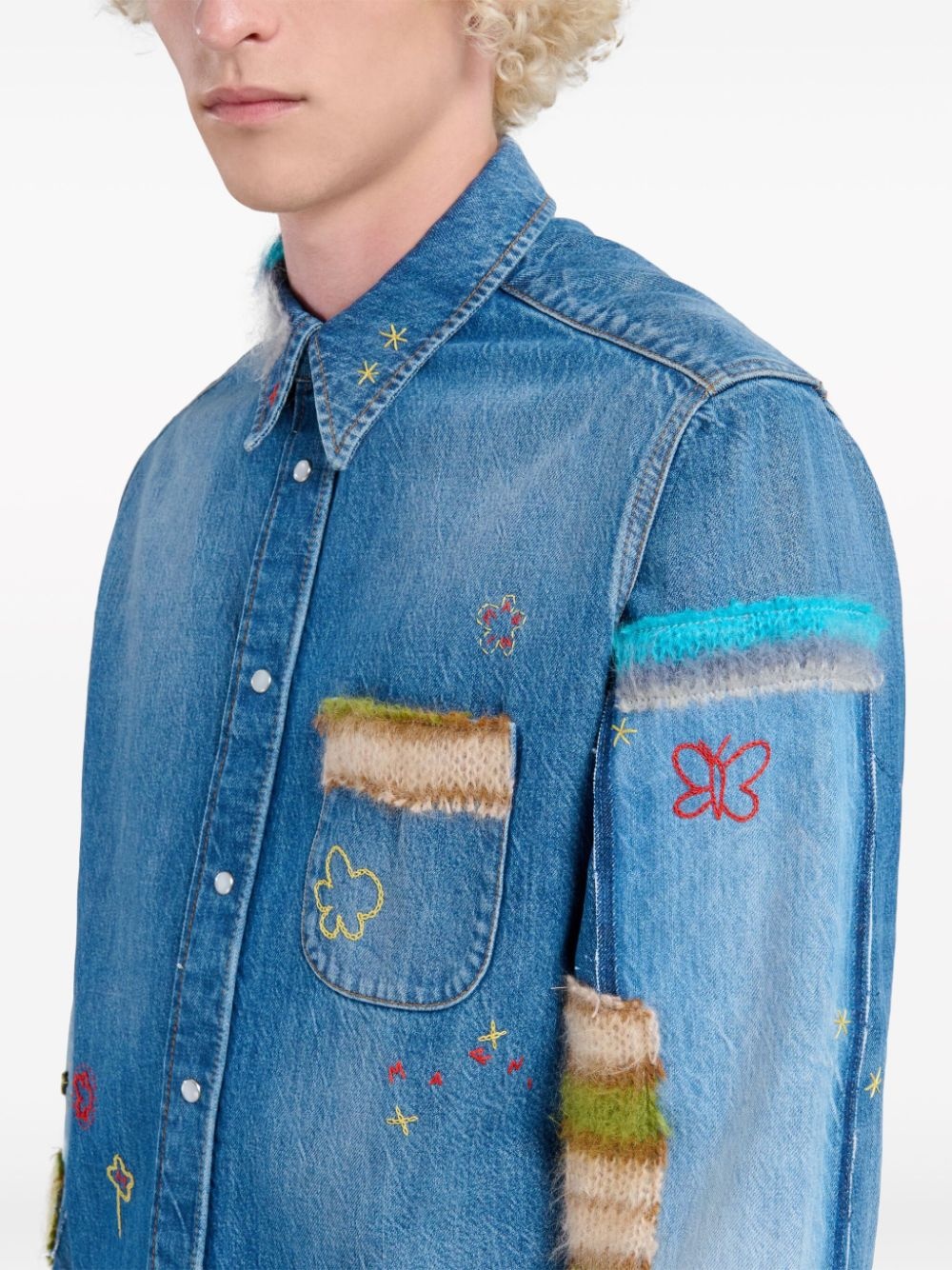 embroidered denim shirt - 5