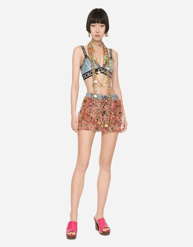 Fur-effect jacquard miniskirt 1