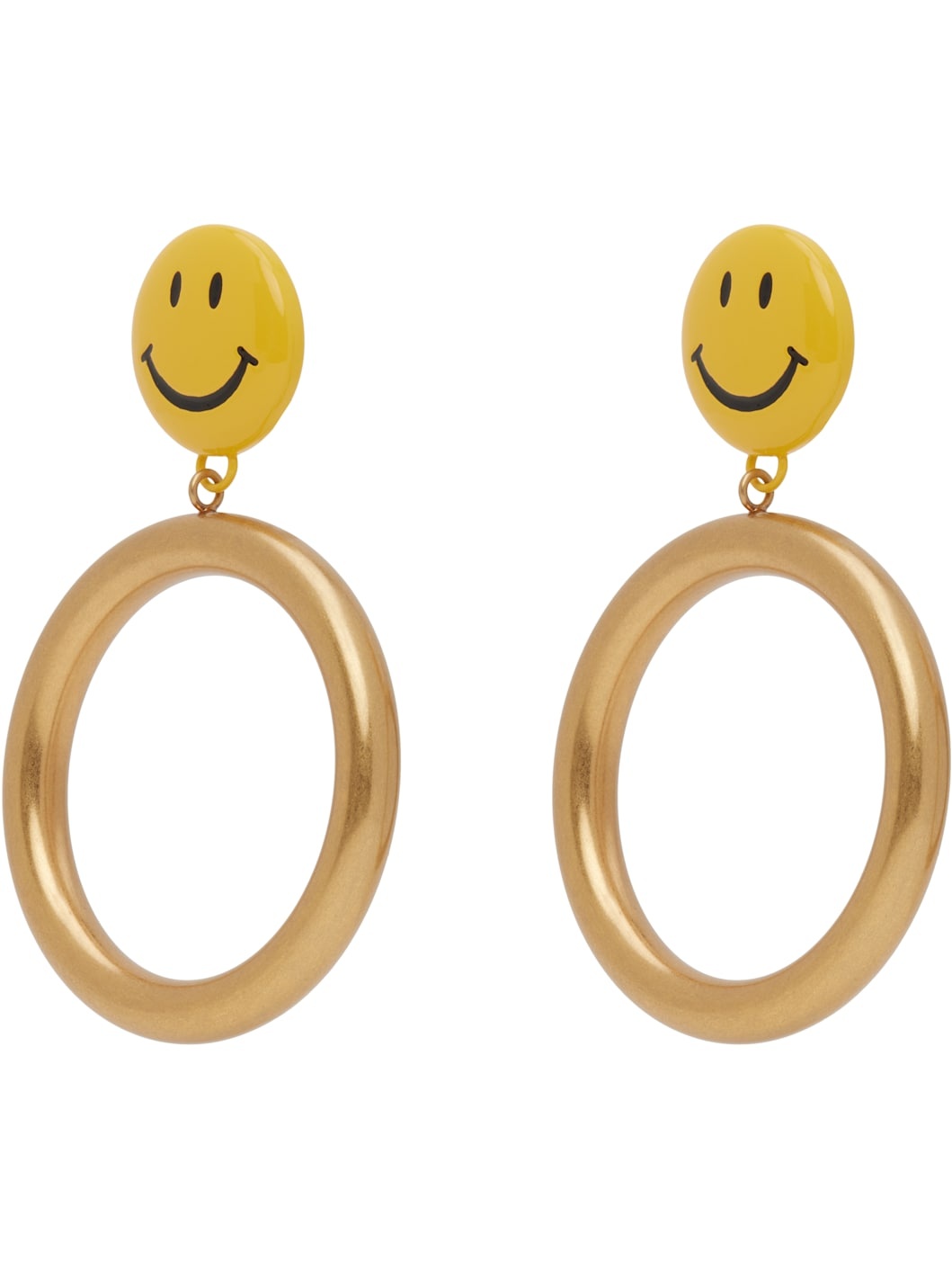 Gold Smiley Drop Earrings - 2