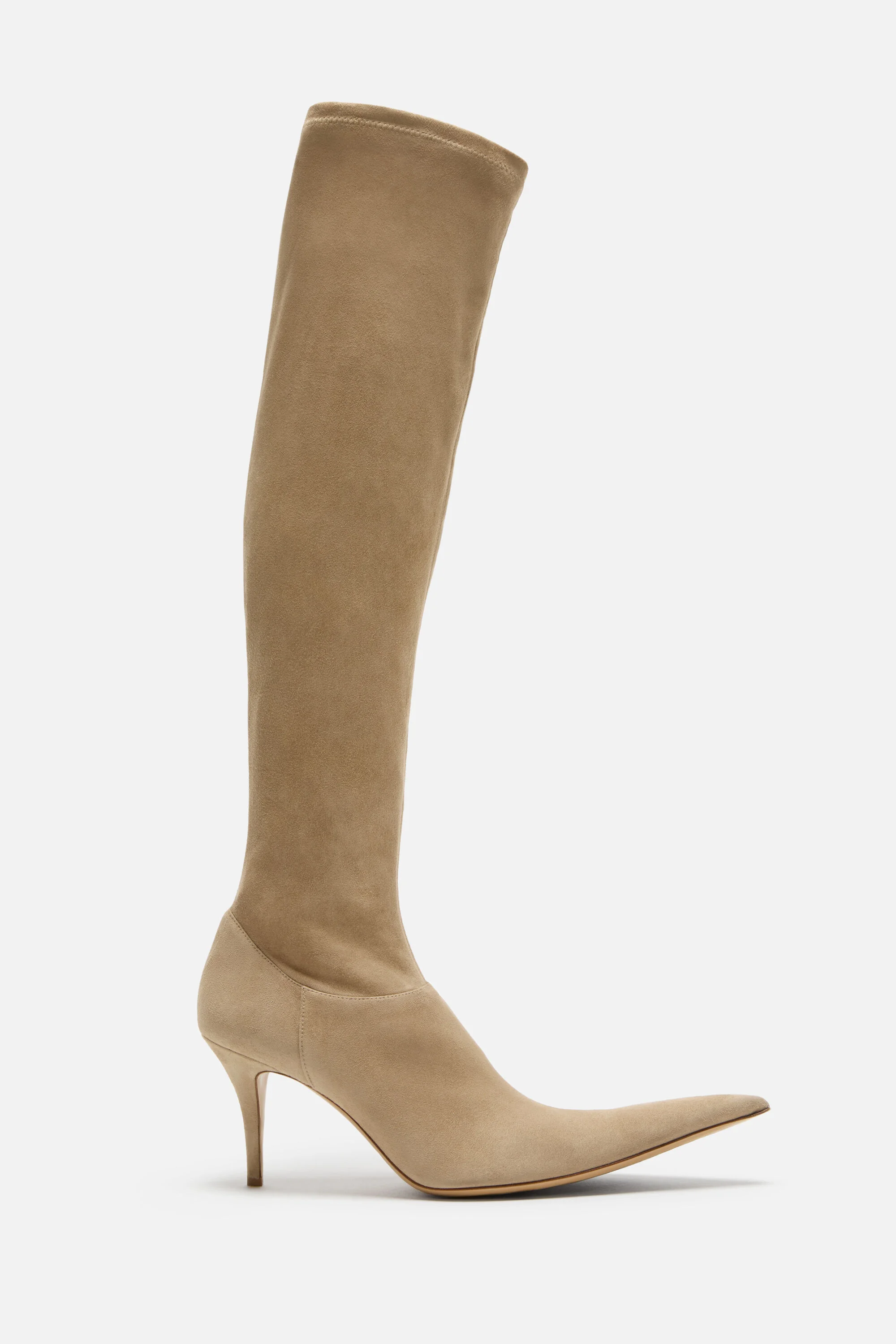 Stretch suede boot - Beige - 1