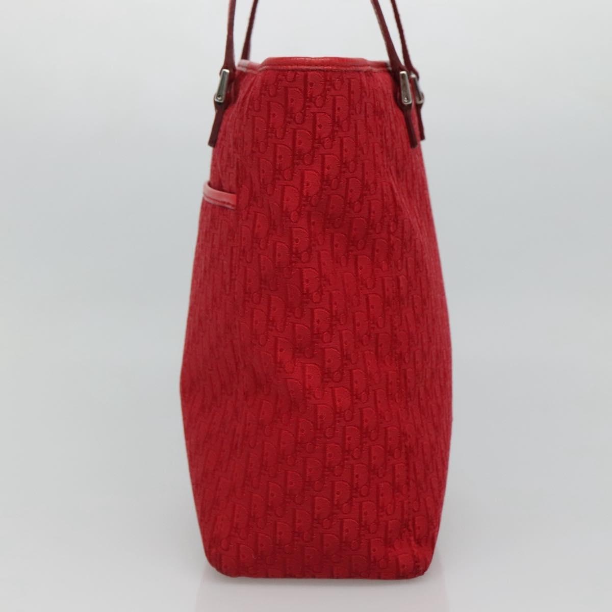DIOR Trotter Canvas Hand Bag Red Silver - 4