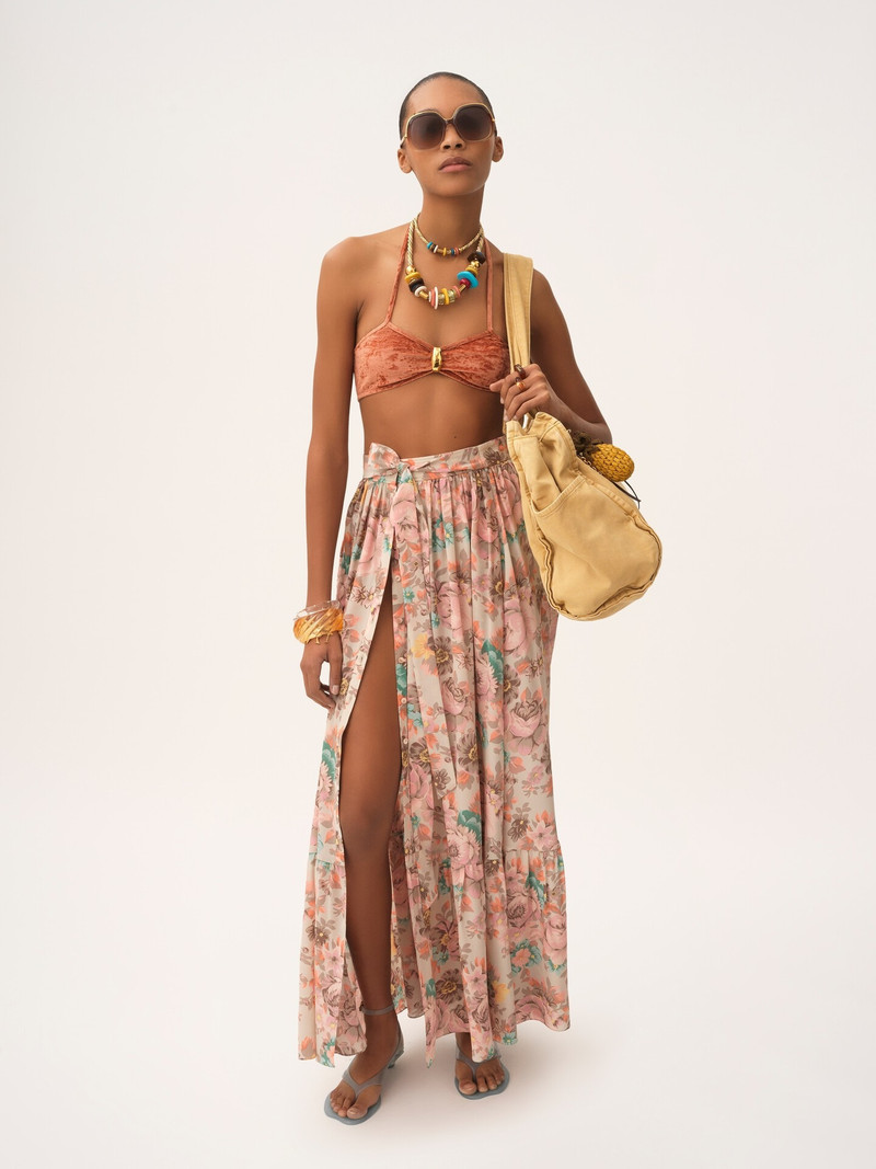 Chloé GATHERED MIDI SKIRT IN CRÊPE DE CHINE outlook