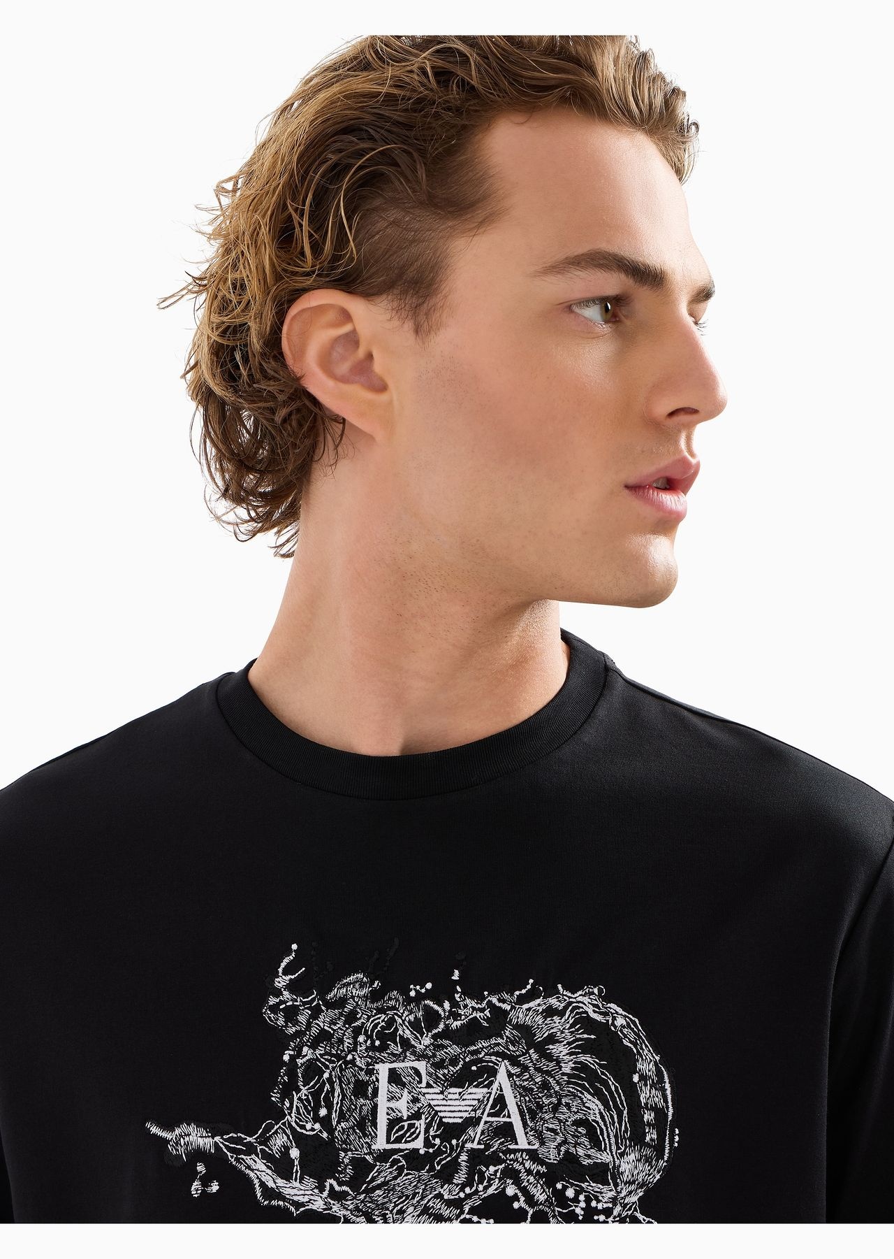 EMPORIO ARMANI ASV jersey T-shirt with logo embroidery and