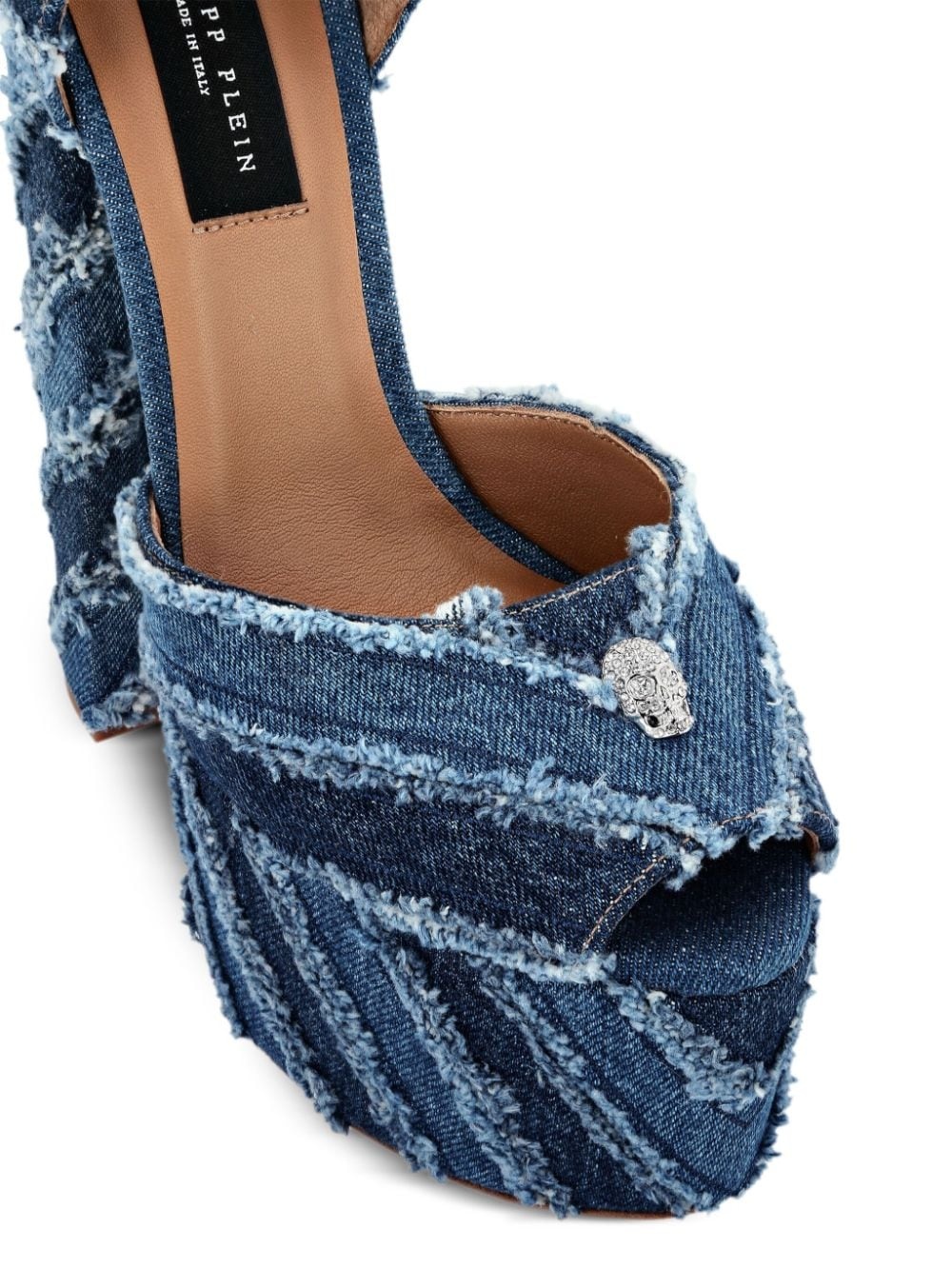 Mixed Denim 120mm platform sandals - 4