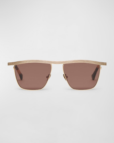 Nanushka Noran Brown Stainless Steel & Acetate Aviator Sunglasses outlook