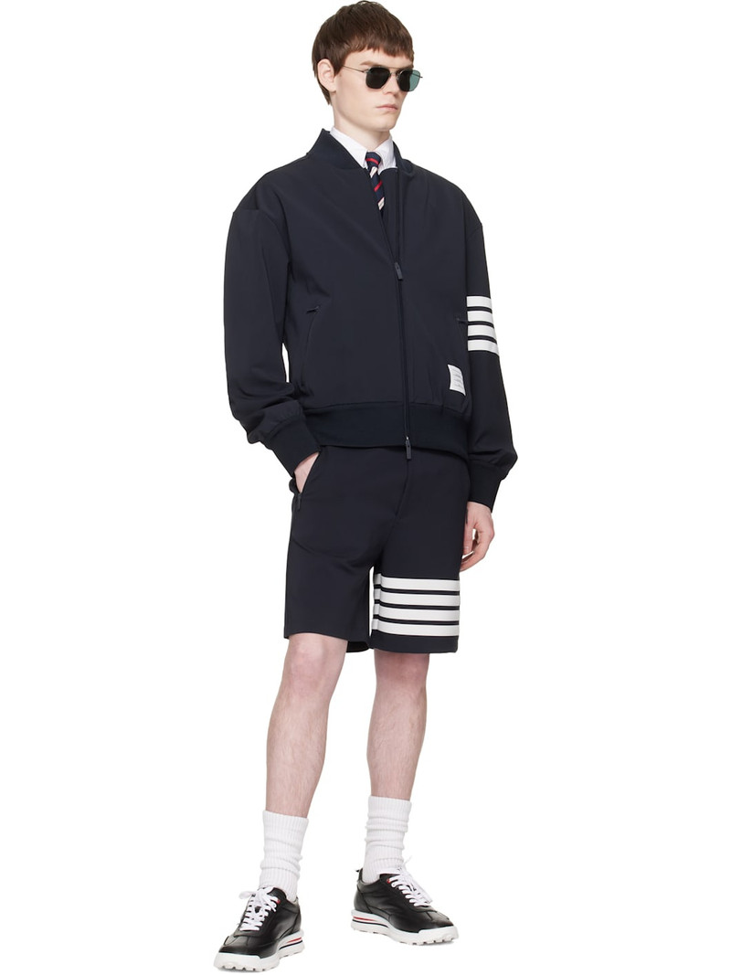 Thom Browne Navy Printed 4-Bar Bomber Jacket outlook