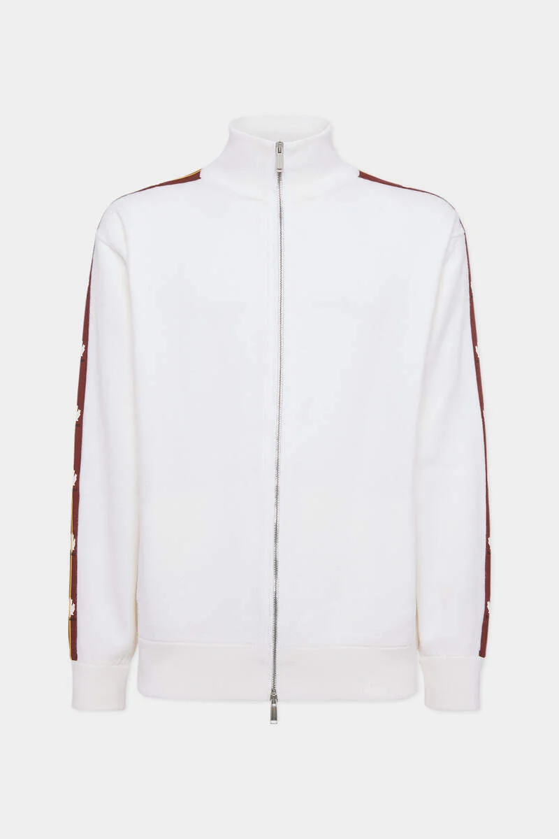 MAPLE LEAF TAPE ZIPPED CARDIGAN - 1