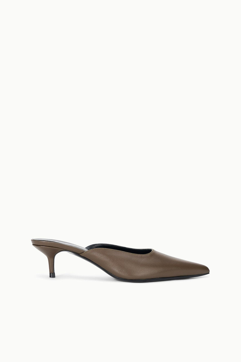 STAUD SEBASTIAN KITTEN HEEL MULE TRUFFLE 1