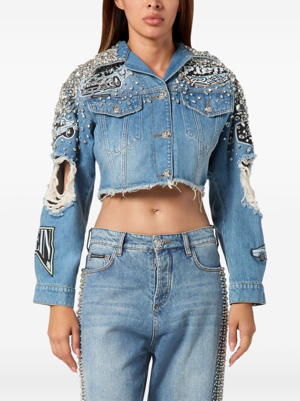 cropped denim jacket - 3