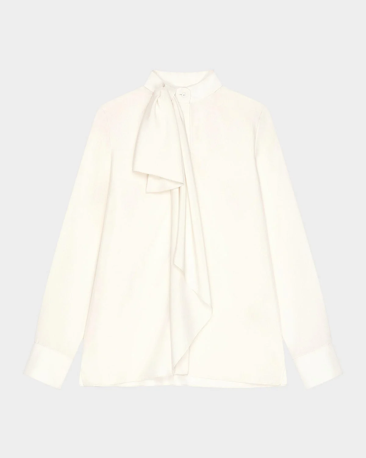 Draped Bow Silk Blouse - 1