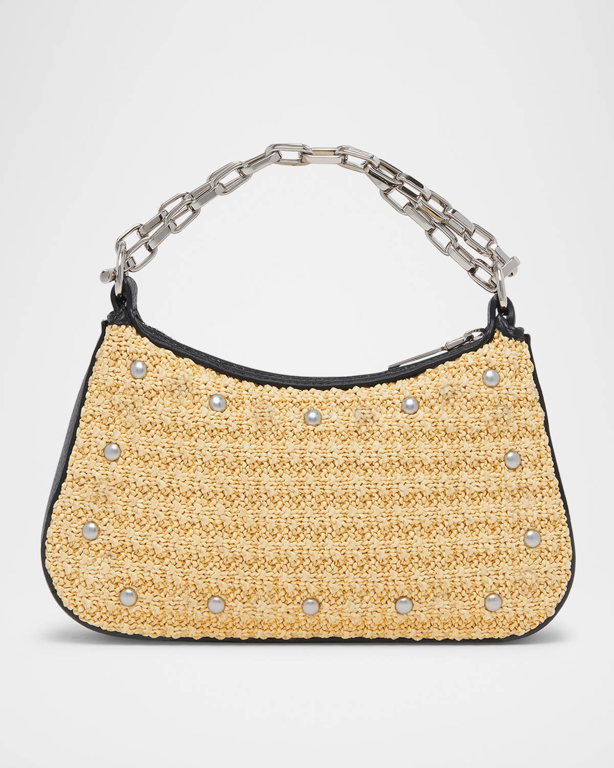 T-Bar Mini Studded Woven Chain Top-Handle Bag - 1