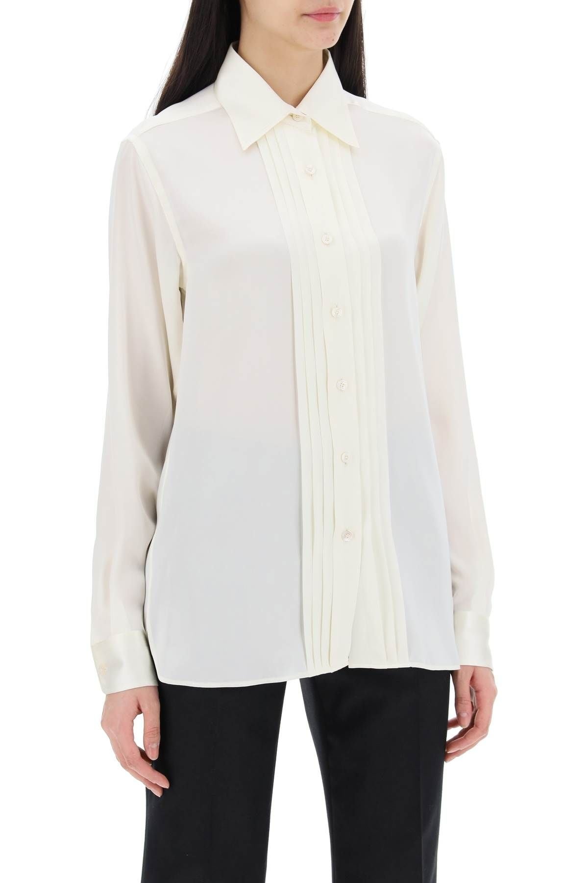 SILK CHARMEUSE BLOUSE SHIRT - 8