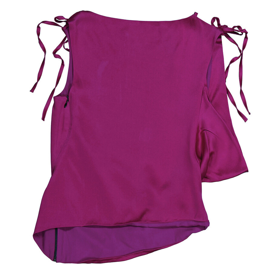 Atlein Ladies Purple Cowl Neck Satin Top, Brand Size 36 (US Size 2) - 2