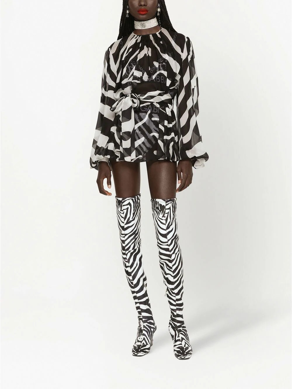 zebra print silk-chiffon blouse - 3