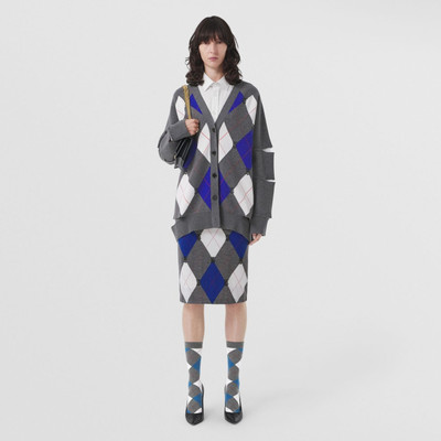 Burberry Monogram Motif Argyle Intarsia Wool Skirt outlook