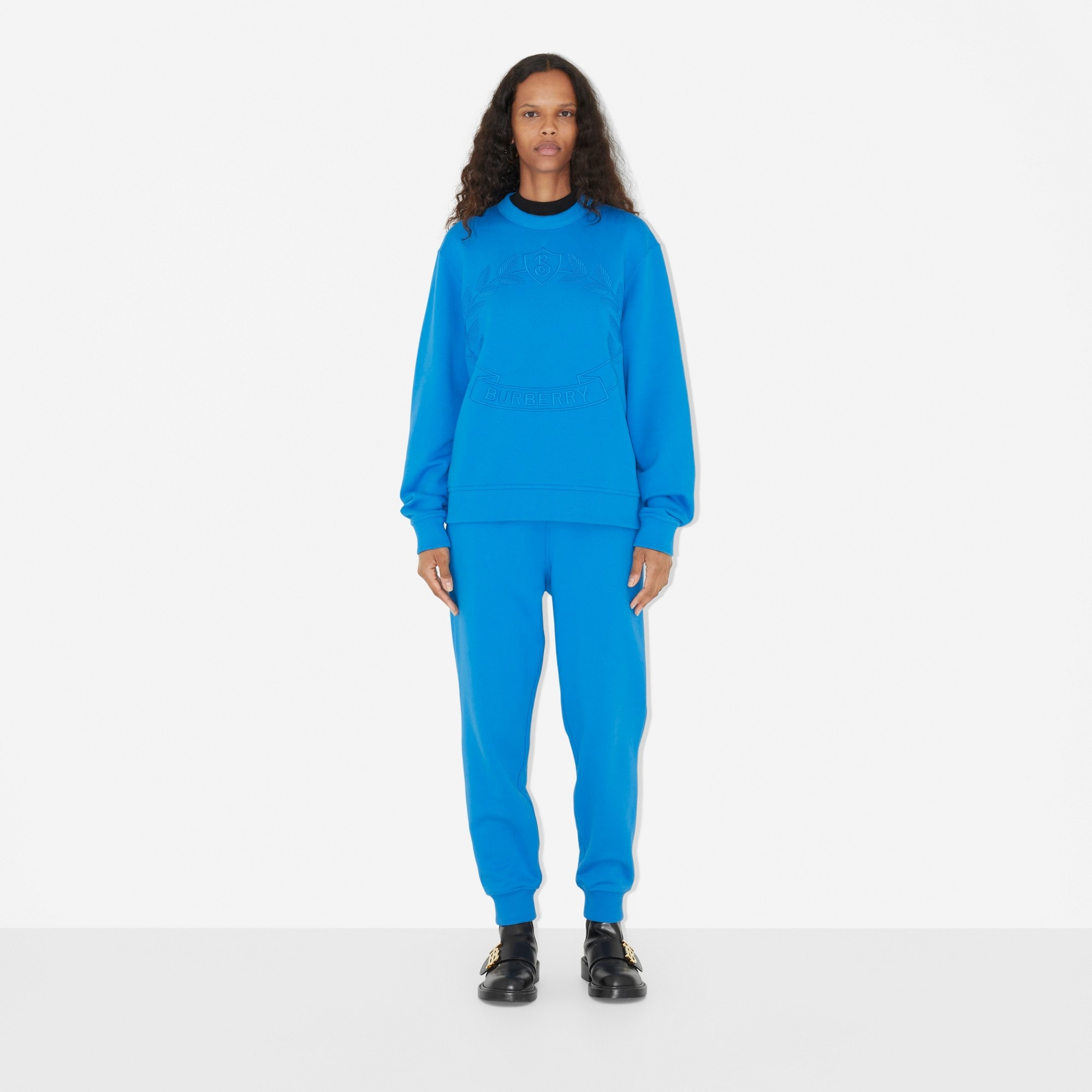 Embroidered Letter Motif Cotton Jogging Pants - 5
