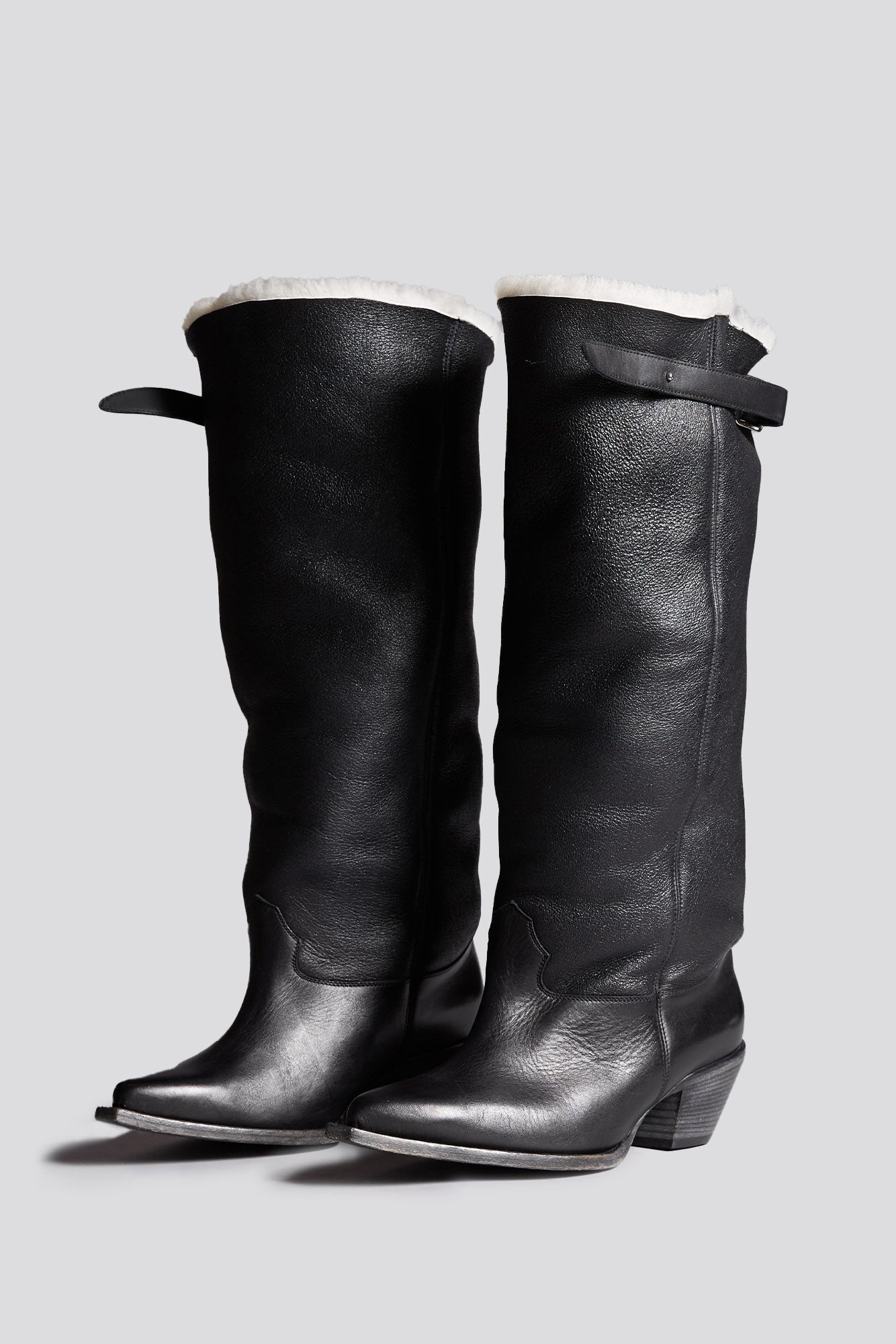 SLOUCH COWBOY BOOT - BLACK SHERPA -R13 - 5